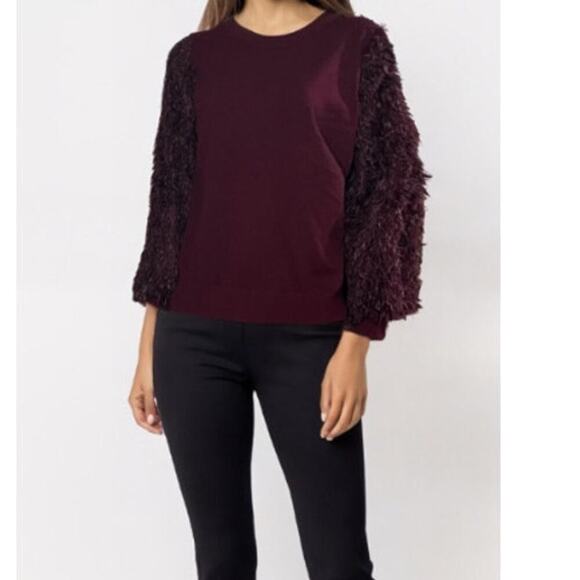 Siani Milano Burgundy Feather Sleeves Sweater Size XL - Picture 11 of 11